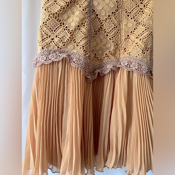 Asos Design Lace Contrast Mini Dress with Pleated Sleeves & Skirt, 10 - Picture 3 of 8